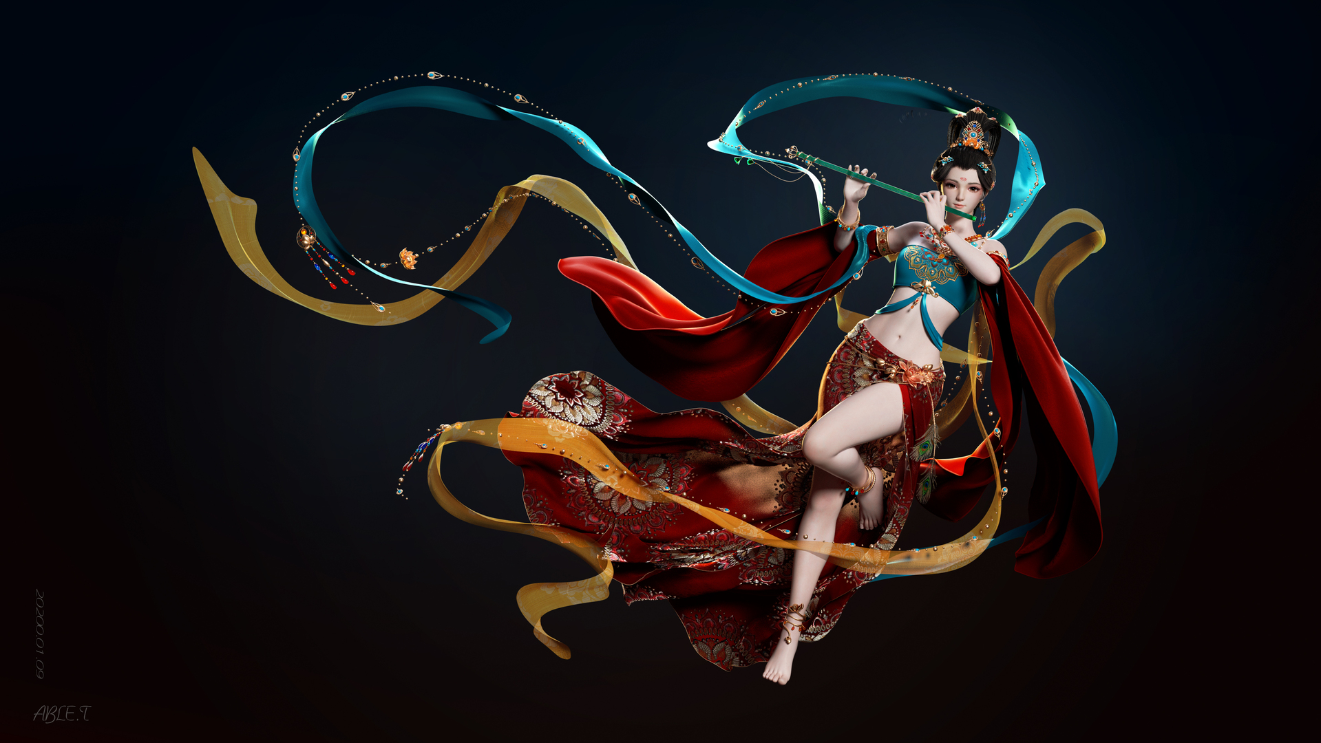 想了很久的敦煌飞天,肝了1个月终于赶出来了.