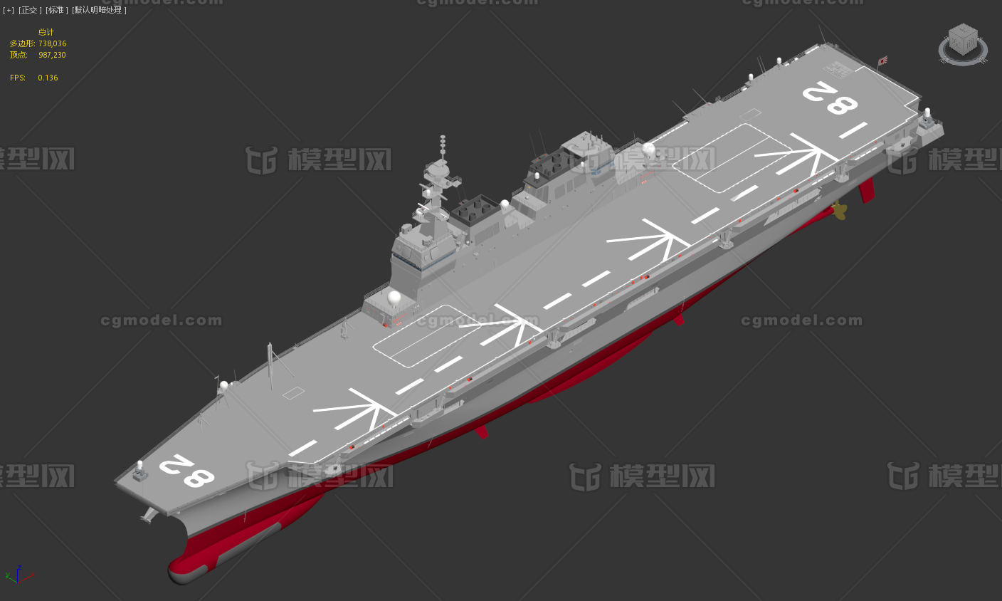 日本日向级DDH-182伊势号直升机驱逐舰模型-军舰模型库-3ds Max(.max