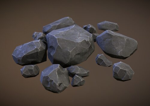 pbr写实石头堆 小石头 大石头 石块 碎石 岩石