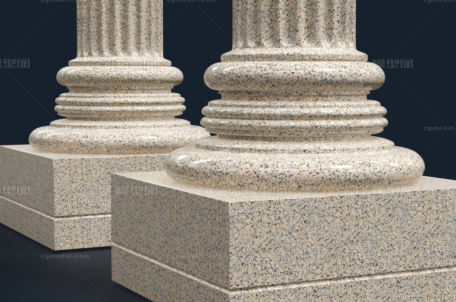 现代大理石装饰柱子模型SU模型下载[ID:108939060]_建E室内设计网