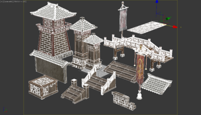 中式建筑构件 建筑构件模型-历史建筑模型库-3ds Max(.max)模型下载-cg模型网