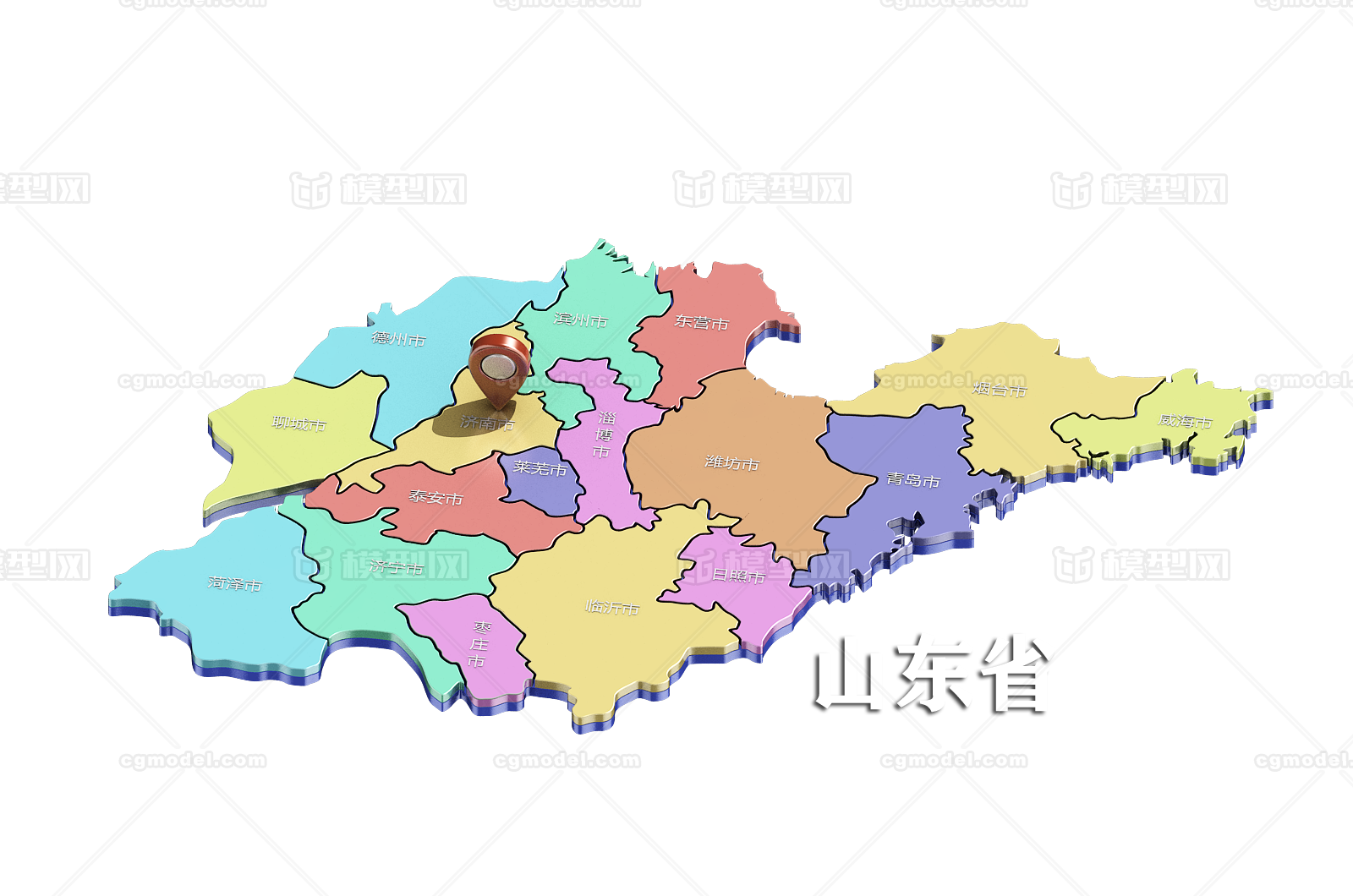 山东省地图 山东省政区图模型-地形模型库-STL(.stl)模型下载-cg模型网