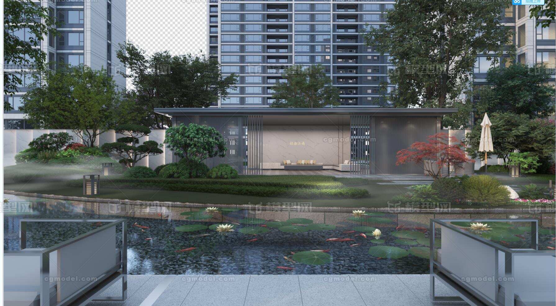 园林 景观园林 夜景园林 中式园林 现代园林 景观树木 小区模型-现代场景模型库-3ds Max(.max)模型下载-cg模型网