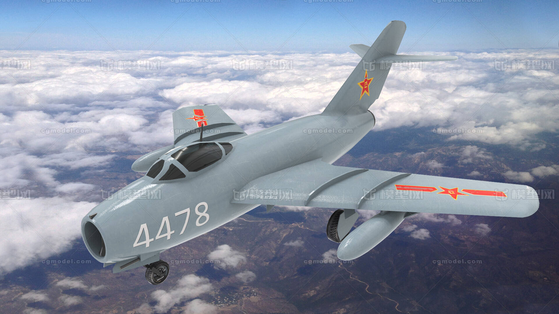歼-5战斗机 歼5模型-军用飞机模型库-3ds Max(.max)模型下载-cg模型网