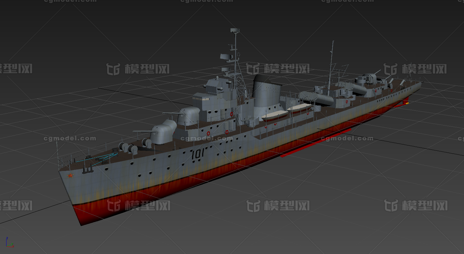 鞍山号驱逐舰模型-军舰模型库-3ds Max(.max)模型下载-cg模型网