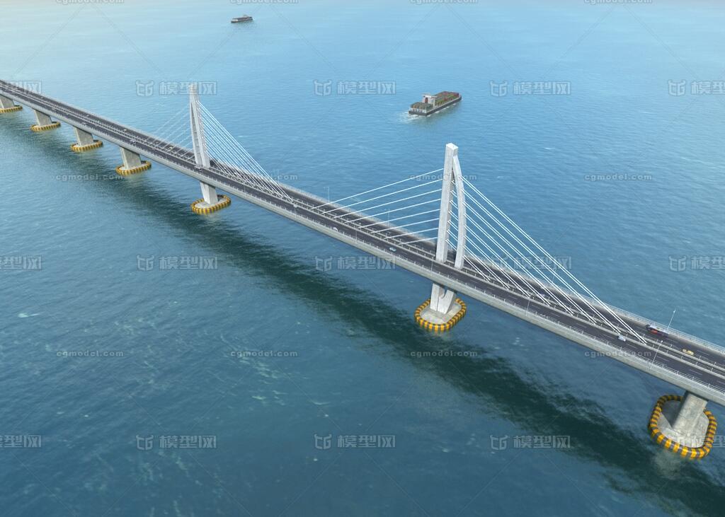 港珠澳大桥 珠港澳大桥 _渲图作品_场景现代场景_cg模型网