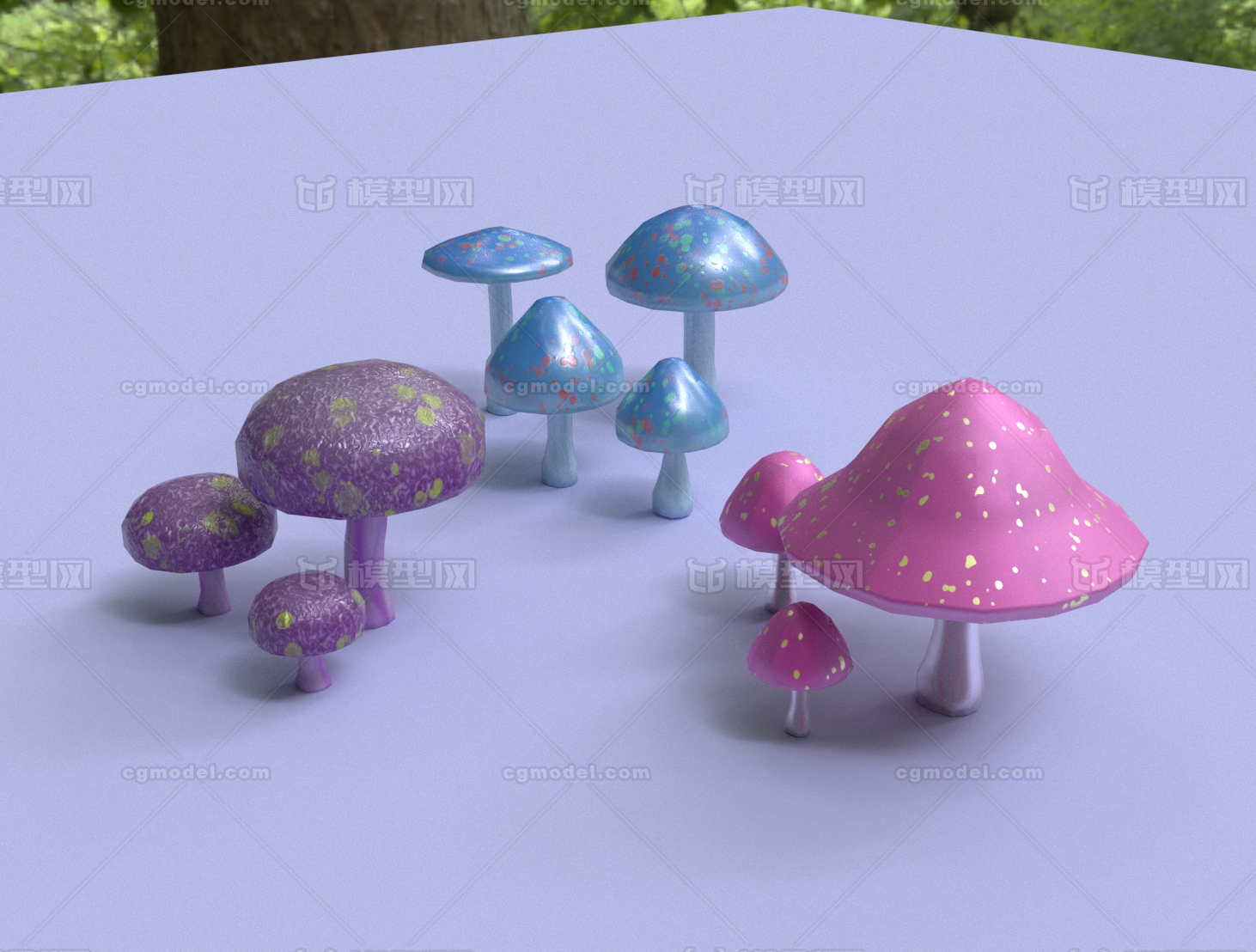 次时代蘑菇下载,三组漂亮写实蘑菇模型,cg蘑菇游戏资源,q可爱版low
