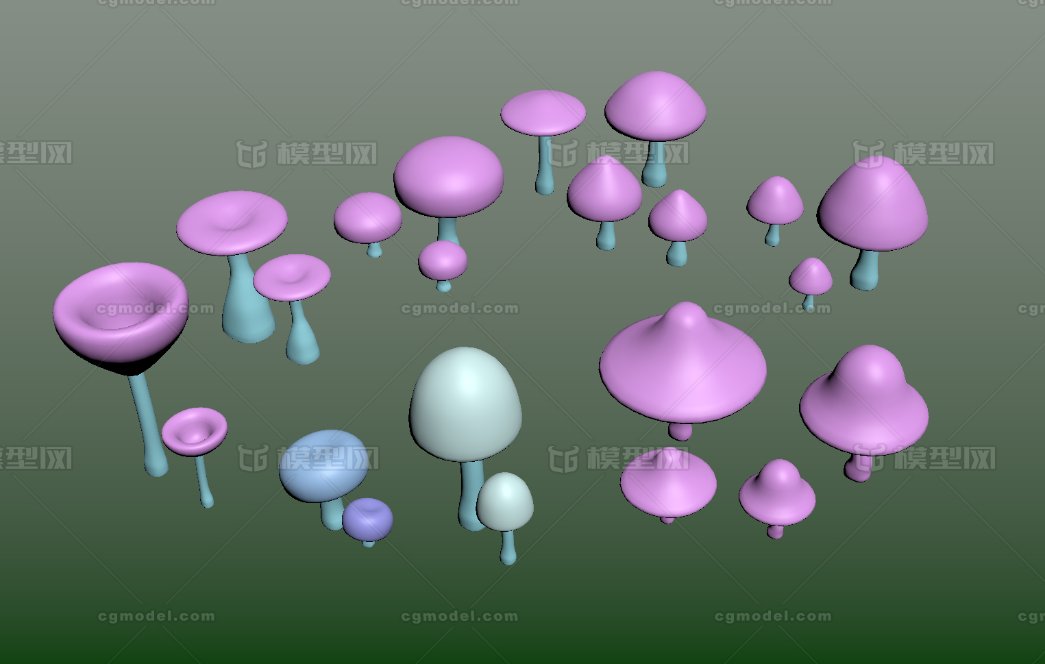3D打印蘑菇文件 8组蘑菇3D模型下载模型-草类模型库-Zbrush(.zpr)模型下载-cg模型网