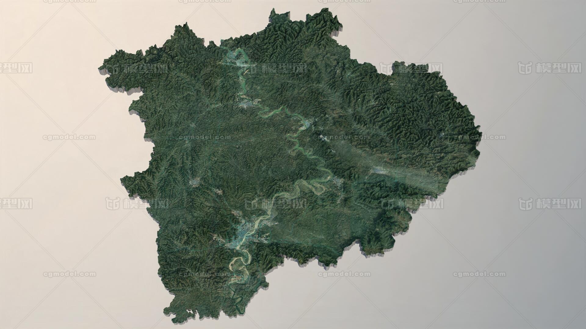 高清南充3d模型 南充市3d模型 数字模型 南充市山脉地形 南充市鸟瞰