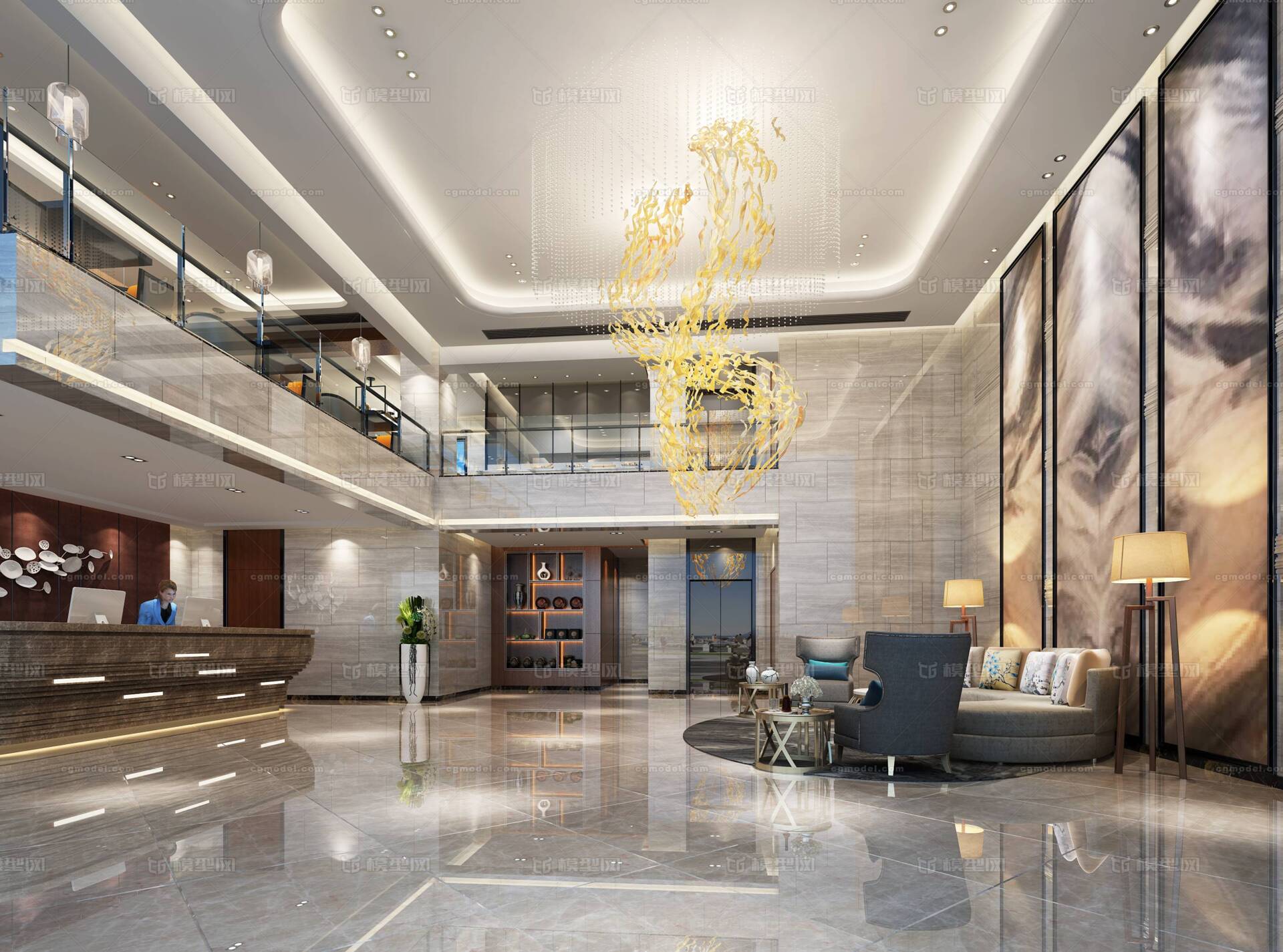 工装 前台接待模型-其他空间模型库-3ds Max(.max)模型下载-cg模型网