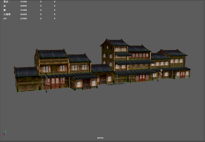中国古代居民楼-街道模型-古代场景模型库-Maya(.ma/.mb)模型下载-cg模型网