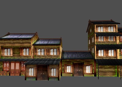 中国古代居民楼-街道模型-古代场景模型库-Maya(.ma/.mb)模型下载-cg模型网