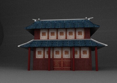 中国古代二层小楼模型-古代场景模型库-Maya(.ma/.mb)模型下载-cg模型网