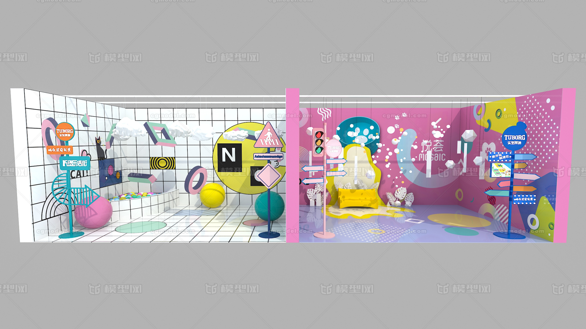 网红拍照打卡美陈，快闪店美陈，情人节美陈模型-Dp点/小景模型库-3ds Max(.max)模型下载-cg模型网