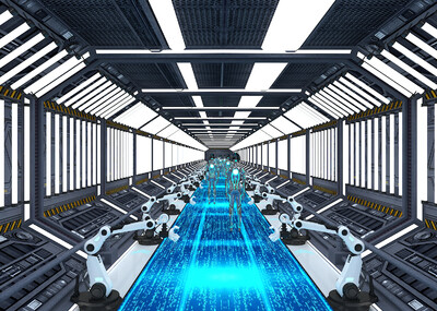 科幻走廊机器人生产车间 未来空间模型-科幻场景模型库-3ds Max(.max)模型下载-cg模型网