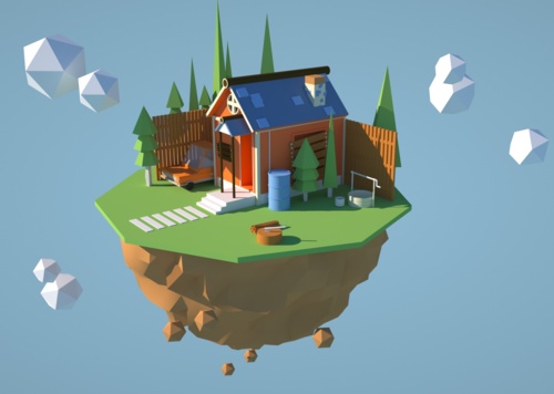 lowpoly风,块面,减面,卡通风格,卡通场景