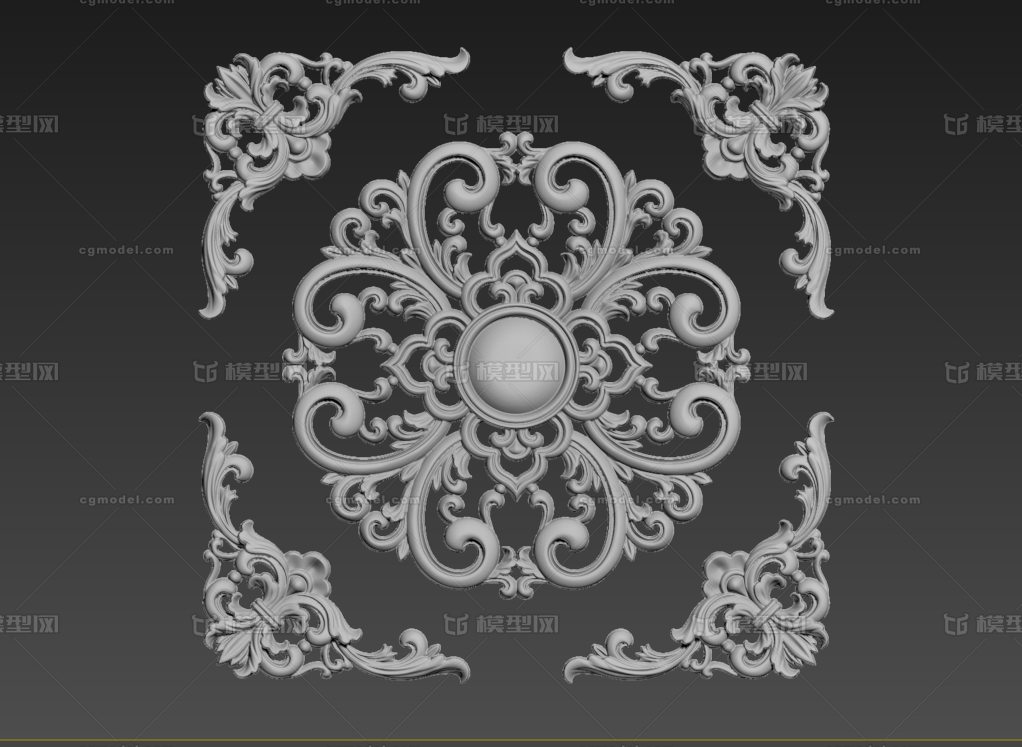 中式雕花可3D打印模型-其他模型库-3ds Max(.max)模型下载-cg模型网