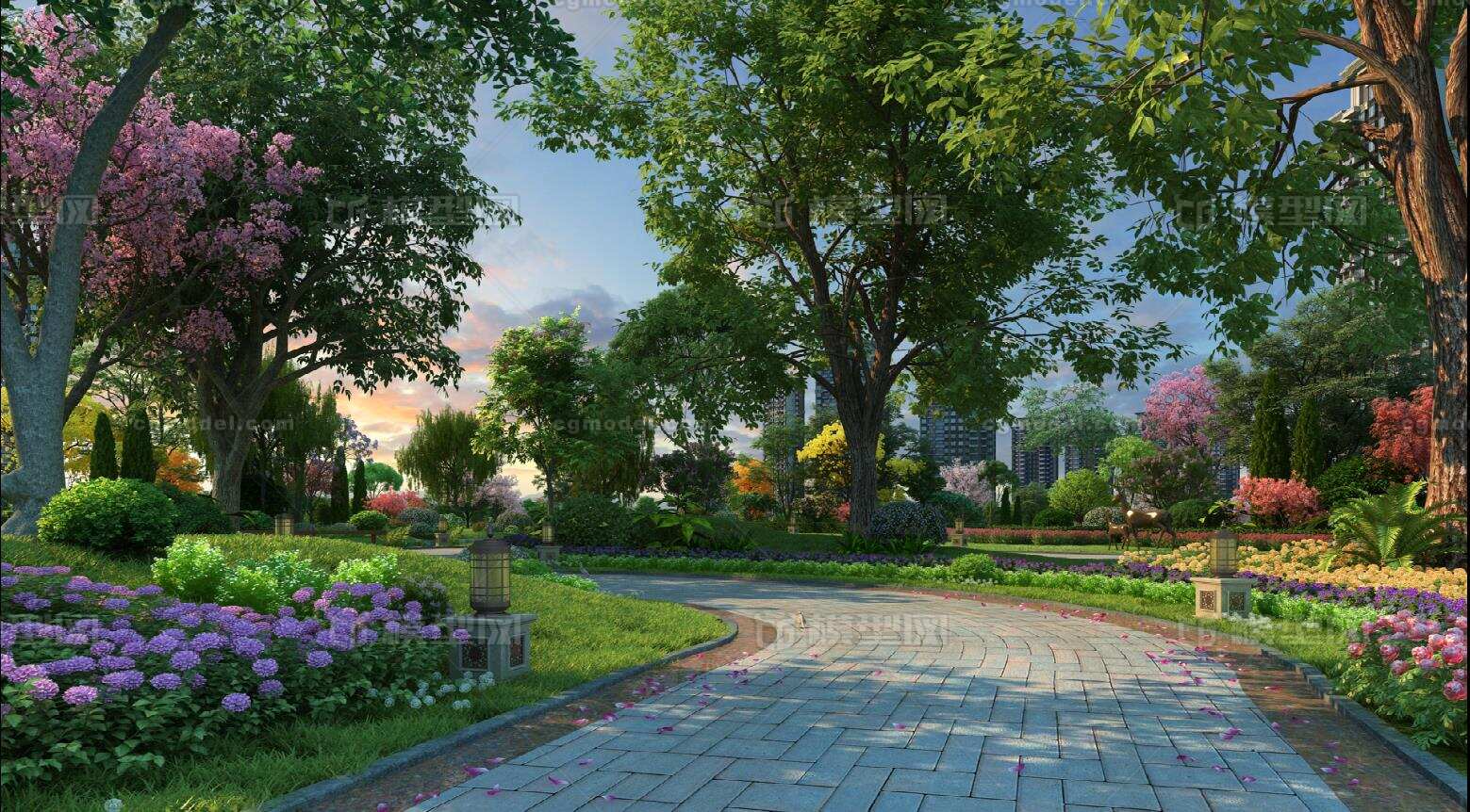 城市公园,河边公园,休闲_小胖虎作品_场景现代场景_cg模型网