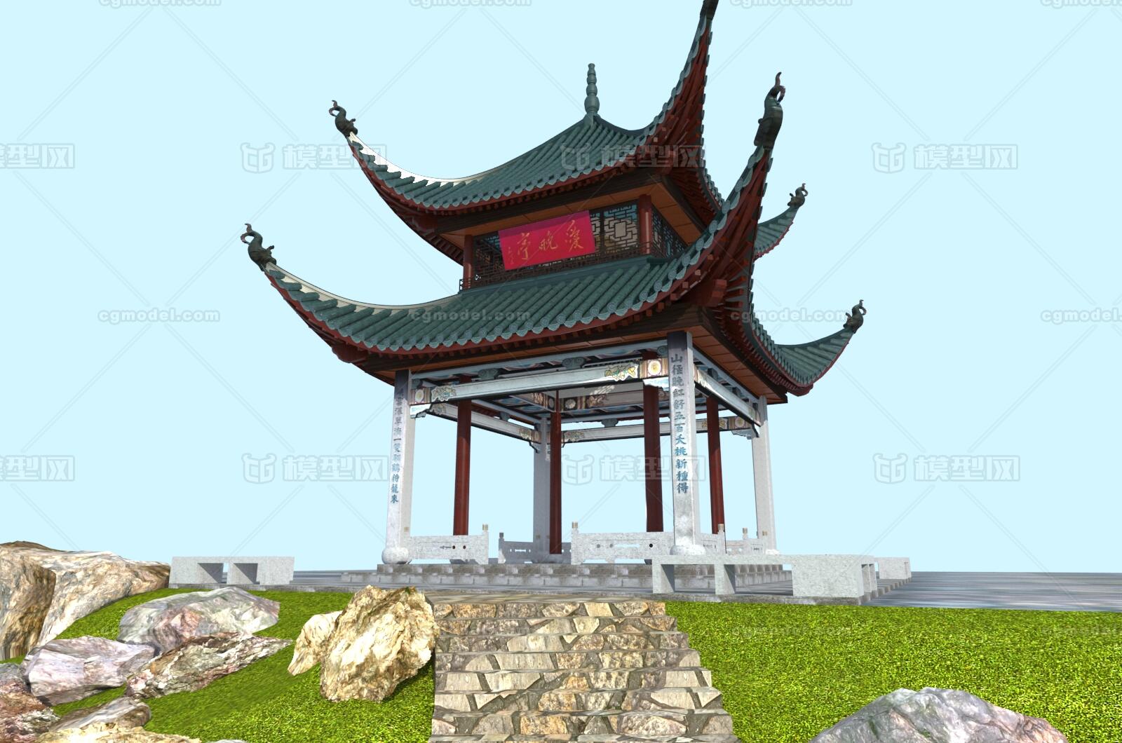 爱晚亭 岳麓山模型-历史建筑模型库-3ds Max(.max)模型下载-cg模型网