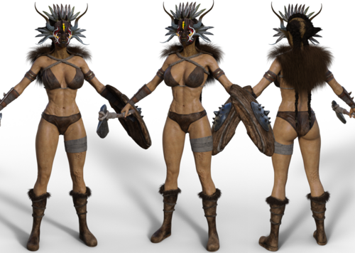 野人 野蛮人 兽族 战士 部落 勇士 猎人 女战士 女精灵0680模型