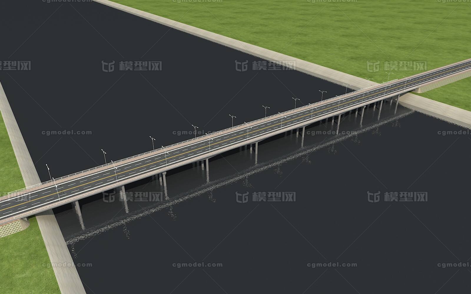 现代风格大桥梁桥连续梁桥公路桥跨 神秘的青蜂侠作品 场景场景部件场景场景部件 Cg模型网