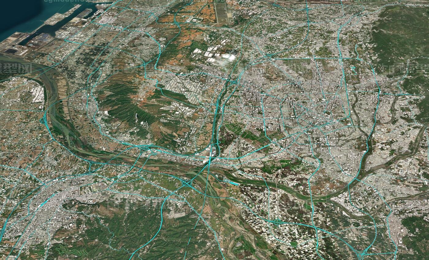 台中市城市3D模型 台湾省台中市模型-地形模型库-Blender(.blend)模型下载-cg模型网