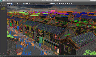 写实古城建筑群夜景鸟瞰场景 古城模型-古代场景模型库-3ds Max(.max)模型下载-cg模型网