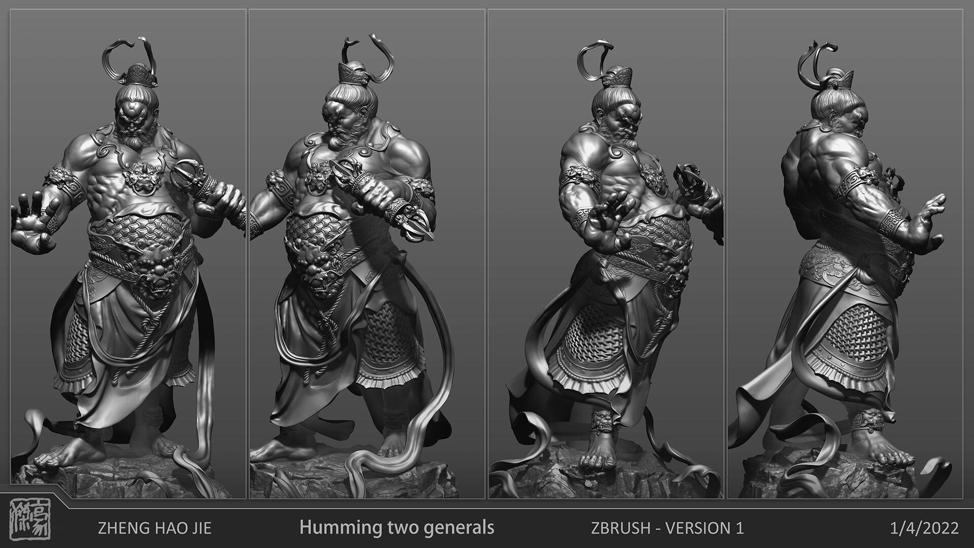 门神——哼哈二将模型 - 角色/人物/生物 - 作品模型 - CG模型网