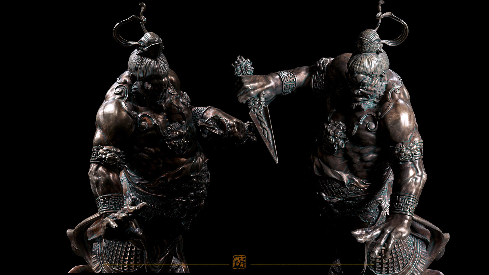 门神——哼哈二将模型 - 角色/人物/生物 - 作品模型 - CG模型网