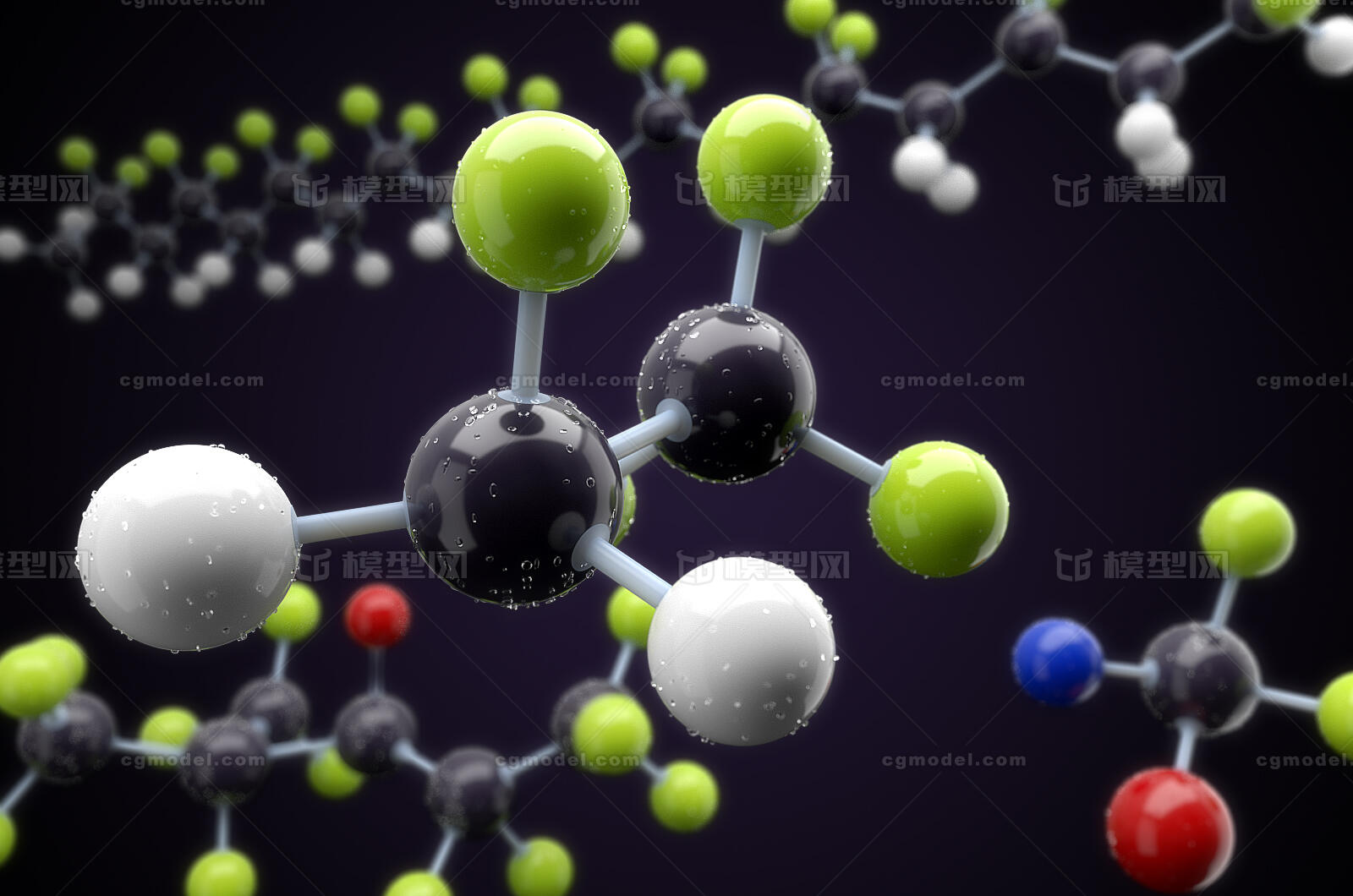 化学分子链 分子式模型-其他模型库-Maya(.ma/.mb)模型下载-cg模型网
