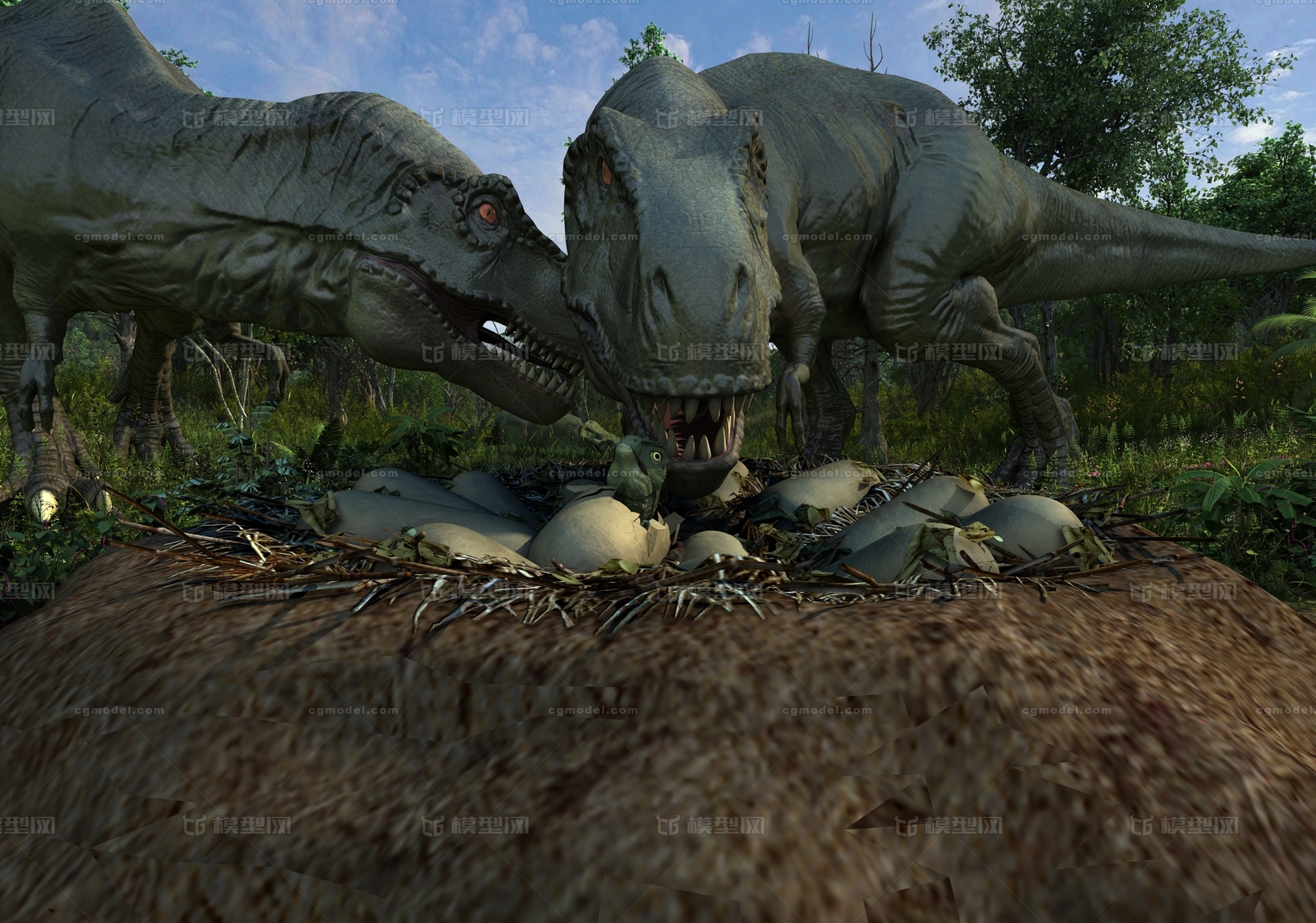 侏罗纪时期  恐龙时代 恐龙世界 史前植物 恐龙世界 霸王龙 恐龙蛋破