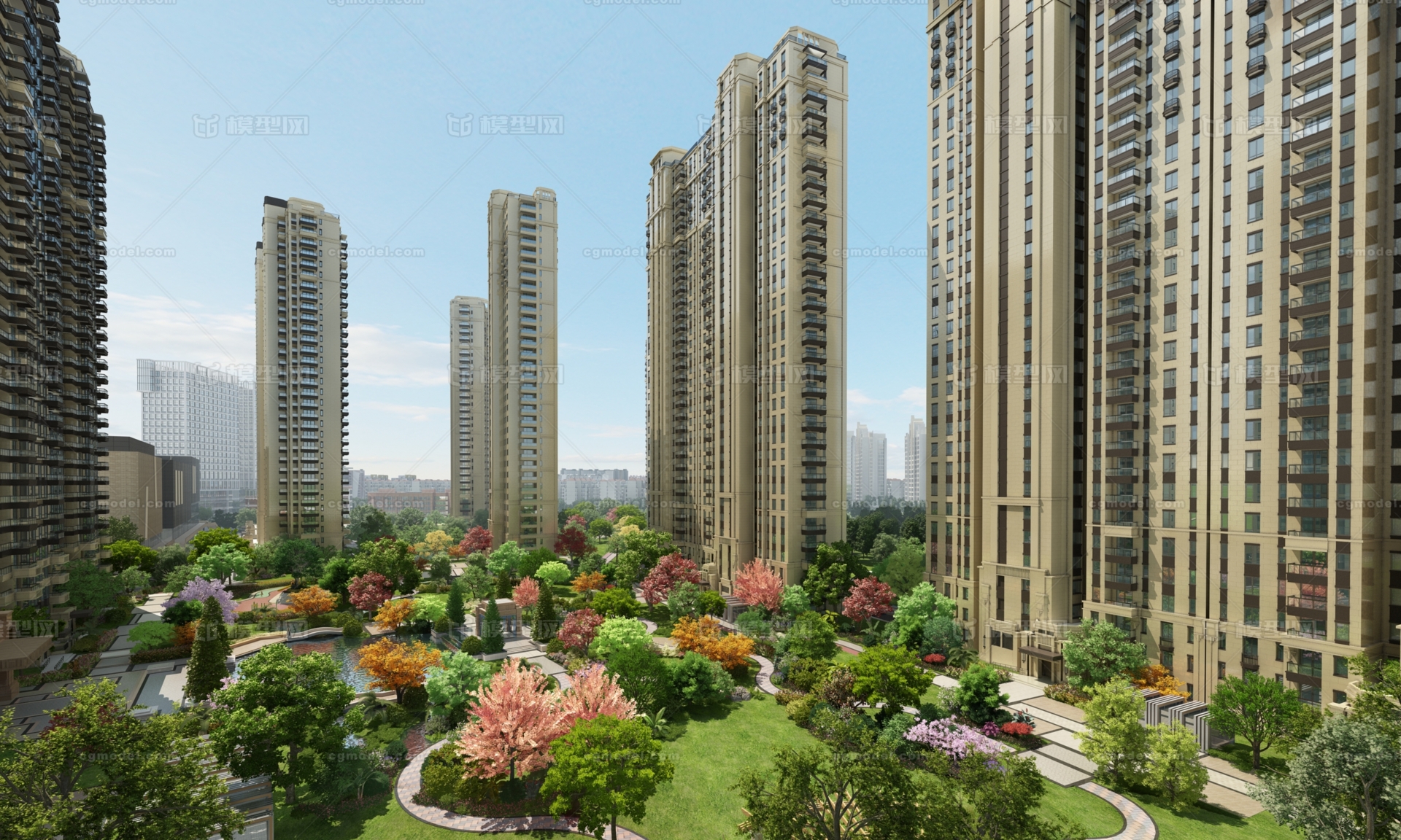 园林鸟瞰 景观园林模型-现代场景模型库-3ds Max(.max)模型下载-cg模型网