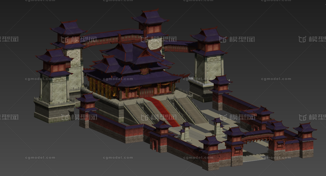 游戏场景建模---宫殿模型-古代场景模型库-3ds Max(.max)模型下载-cg模型网