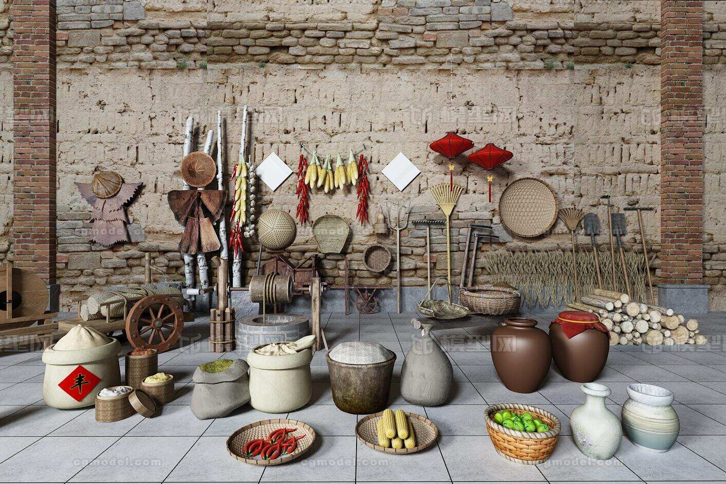 农家乐小品 藤编模型-个人用品模型库-3ds Max(.max)模型下载-cg模型网