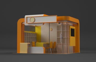 C4D建模OC渲染 展会展厅效果图模型-广告媒体模型库-Cinema 4D(.c4d)模型下载-cg模型网