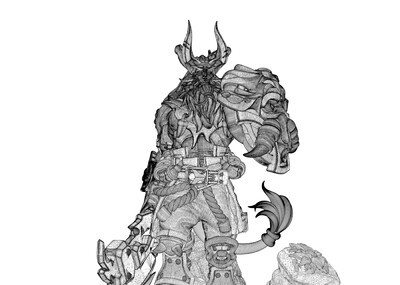 萨蒂尔战士雕像魔法生物战士可打印