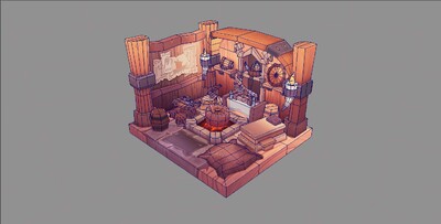 场景模型---卡通风格 房间模型-古代场景模型库-FBX(.fbx)模型下载-cg模型网