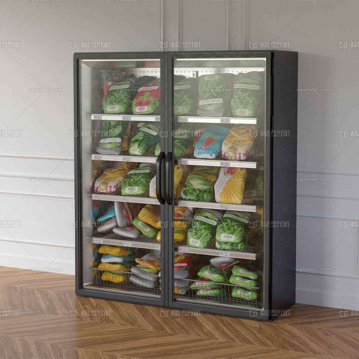 超市冰箱上面装货架图片