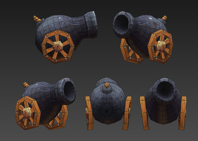 q版 大炮 火炮 土炮 炮台 卡通风格 手绘练习 重型武器模型