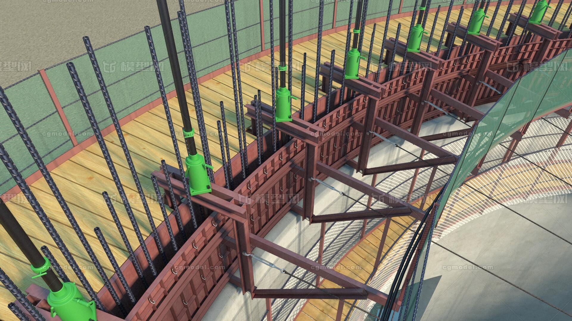 筒仓滑模--筒仓刚性平台滑模施工模型-工业设备模型库-3ds Max(.max)模型下载-cg模型网