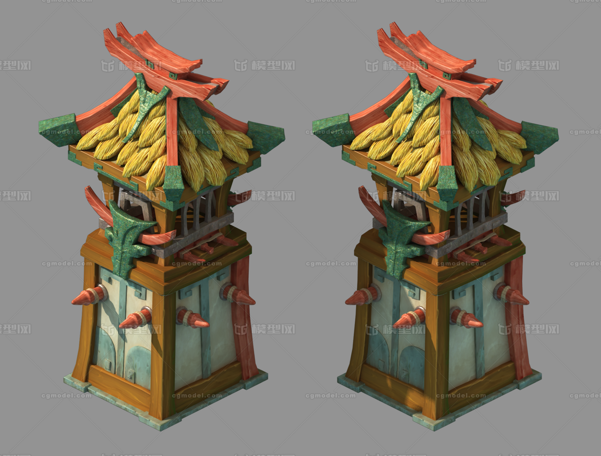 炮楼 哨塔模型-场景部件模型库-FBX(.fbx)模型下载-cg模型网