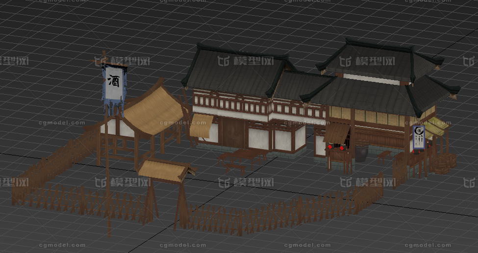 酒店 酒家 古代场景 诗词 水_孙大河作品_场景古代场景_cg模型网
