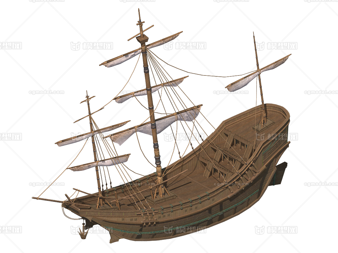 木船 古代木船模型-古代船/仿古船模型库-3ds Max(.max)模型下载-cg模型网