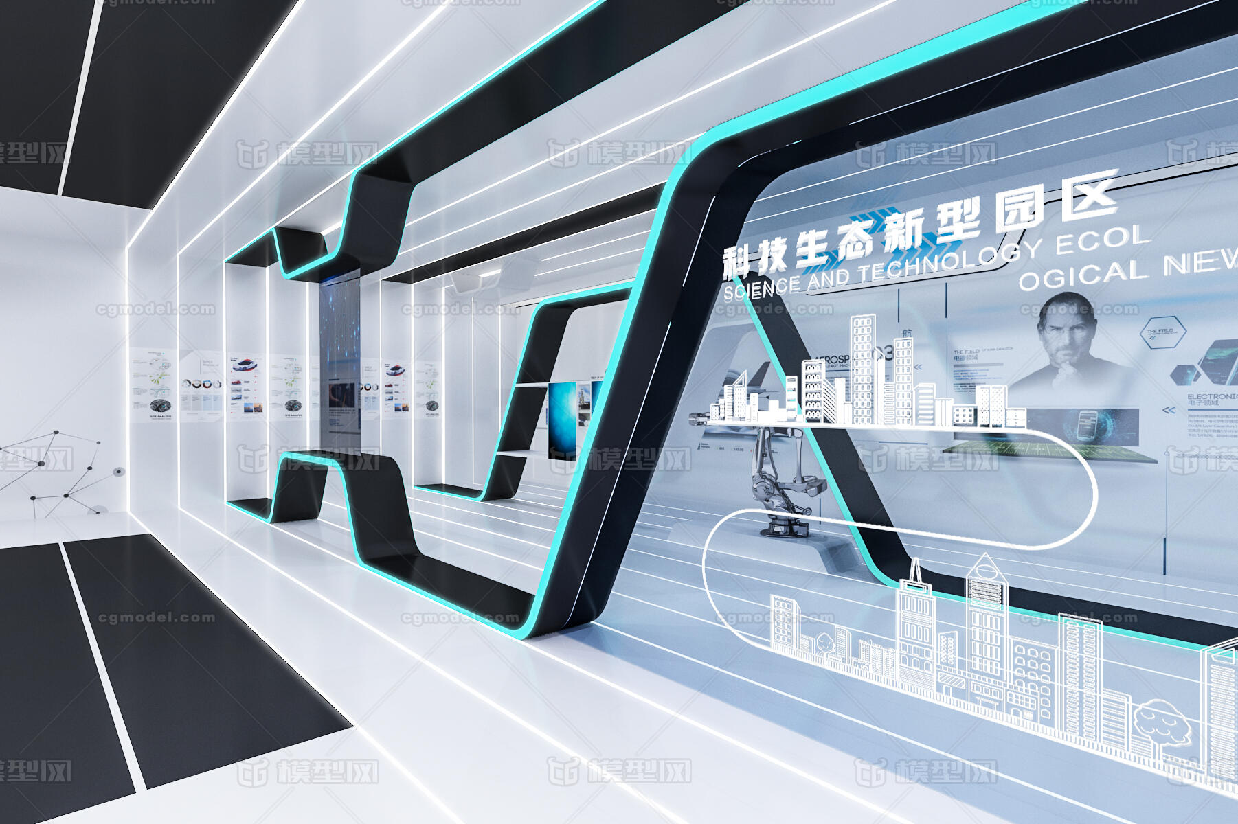 科技展厅空间模型-城市规划展厅模型库-3ds Max(.max)模型下载-cg模型网