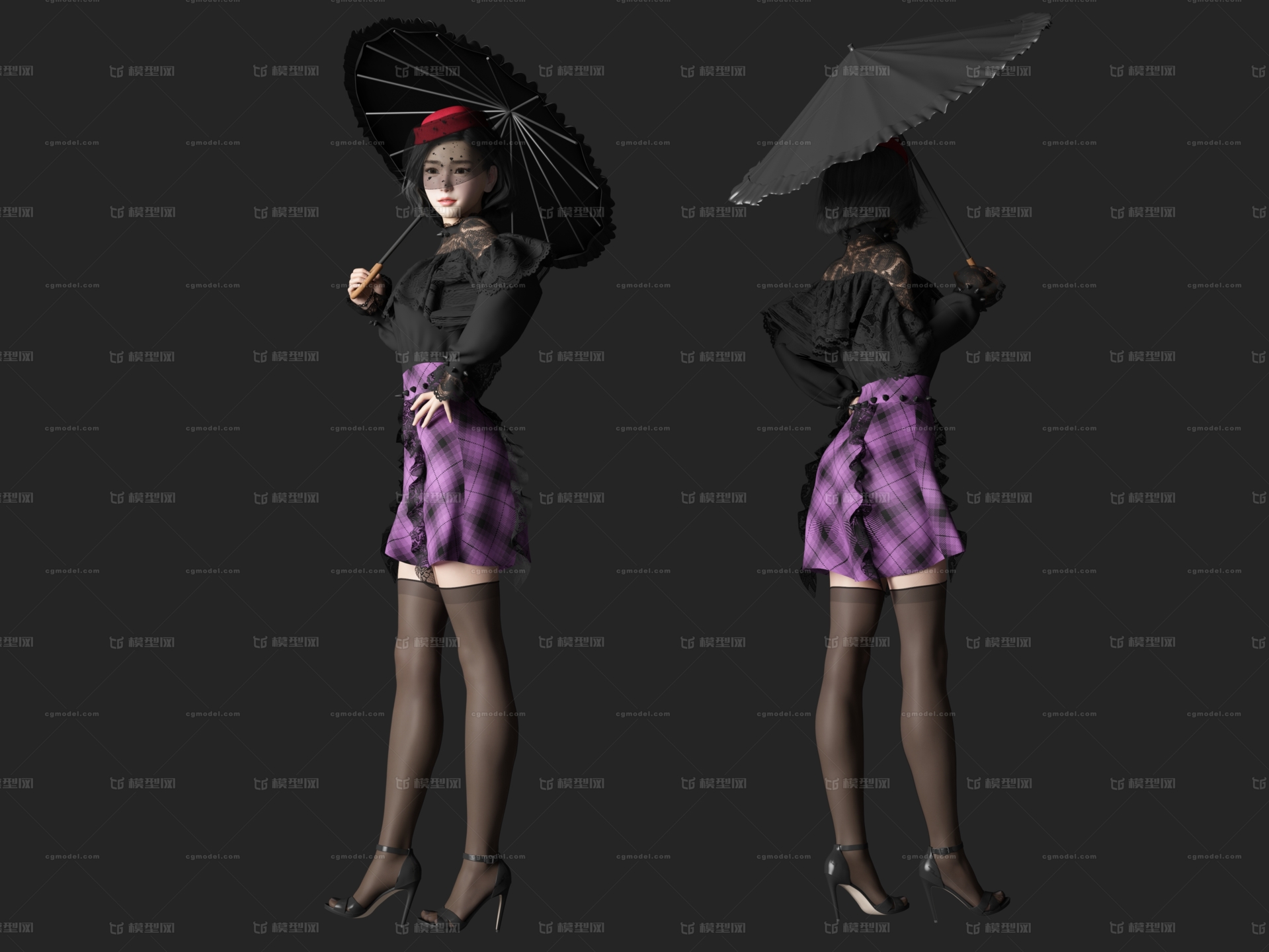 写实打伞的女人时代女性雨中女人美女小姐姐亚洲美女模型-女人模型库  image
