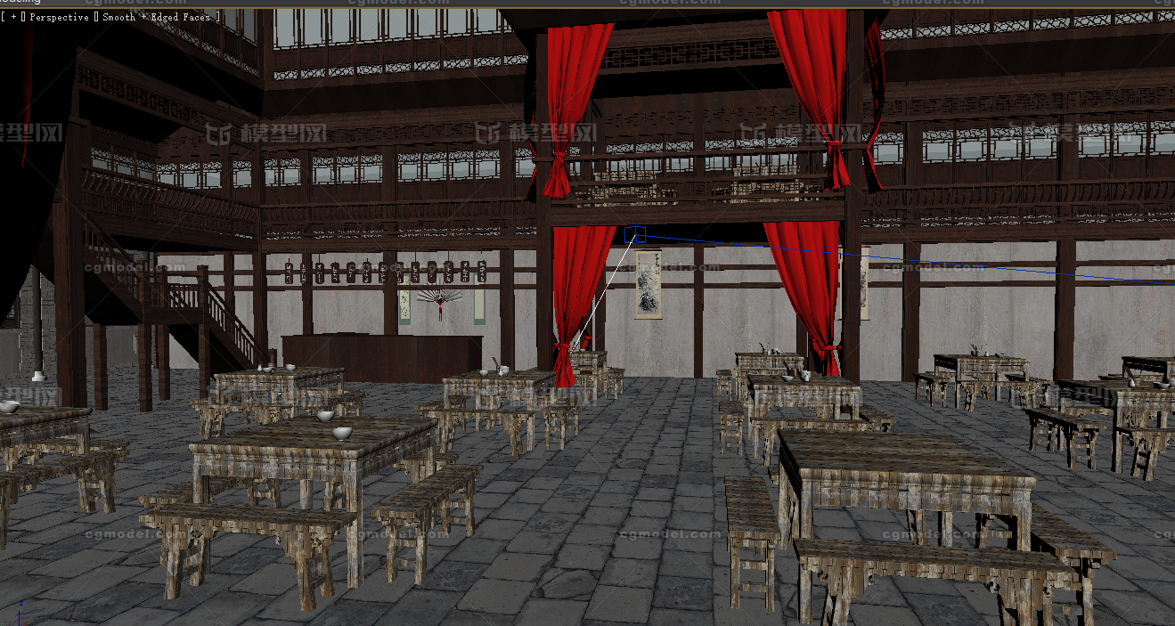 古代茶楼 双层茶楼模型-古代场景模型库-3ds Max(.max)模型下载-cg模型网