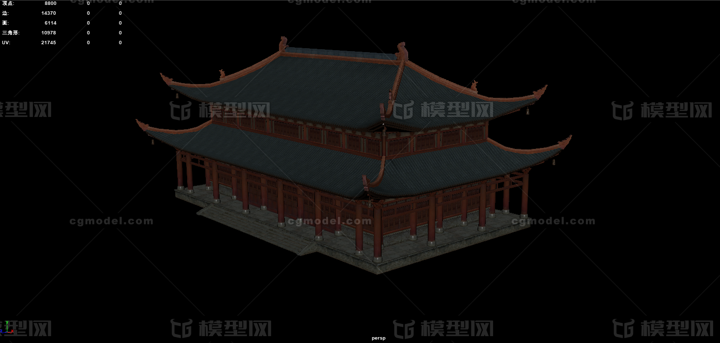 中式楼房 古建筑模型-场景部件模型库-其他模型下载-cg模型网