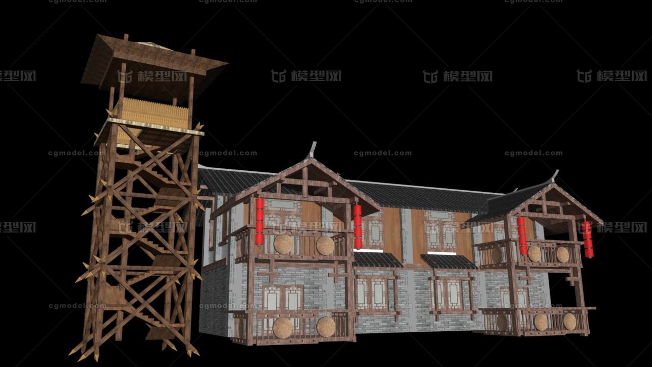 中式古建客栈外观免费!模型-古代场景模型库-3ds Max(.max)模型下载-cg模型网