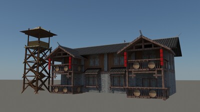 中式古建客栈外观免费!模型-古代场景模型库-3ds Max(.max)模型下载-cg模型网