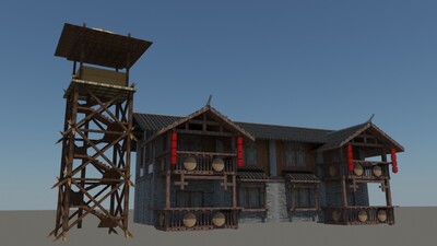 中式古建客栈外观免费!模型-古代场景模型库-3ds Max(.max)模型下载-cg模型网